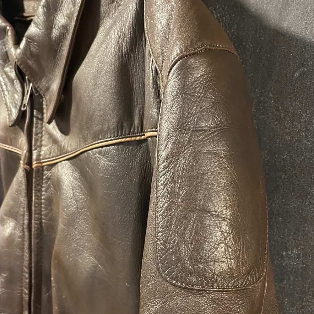 Vintage Leather Moto Jacket | Classic Biker Style Zip Front | Retro Streetwear - Picture 6 of 16